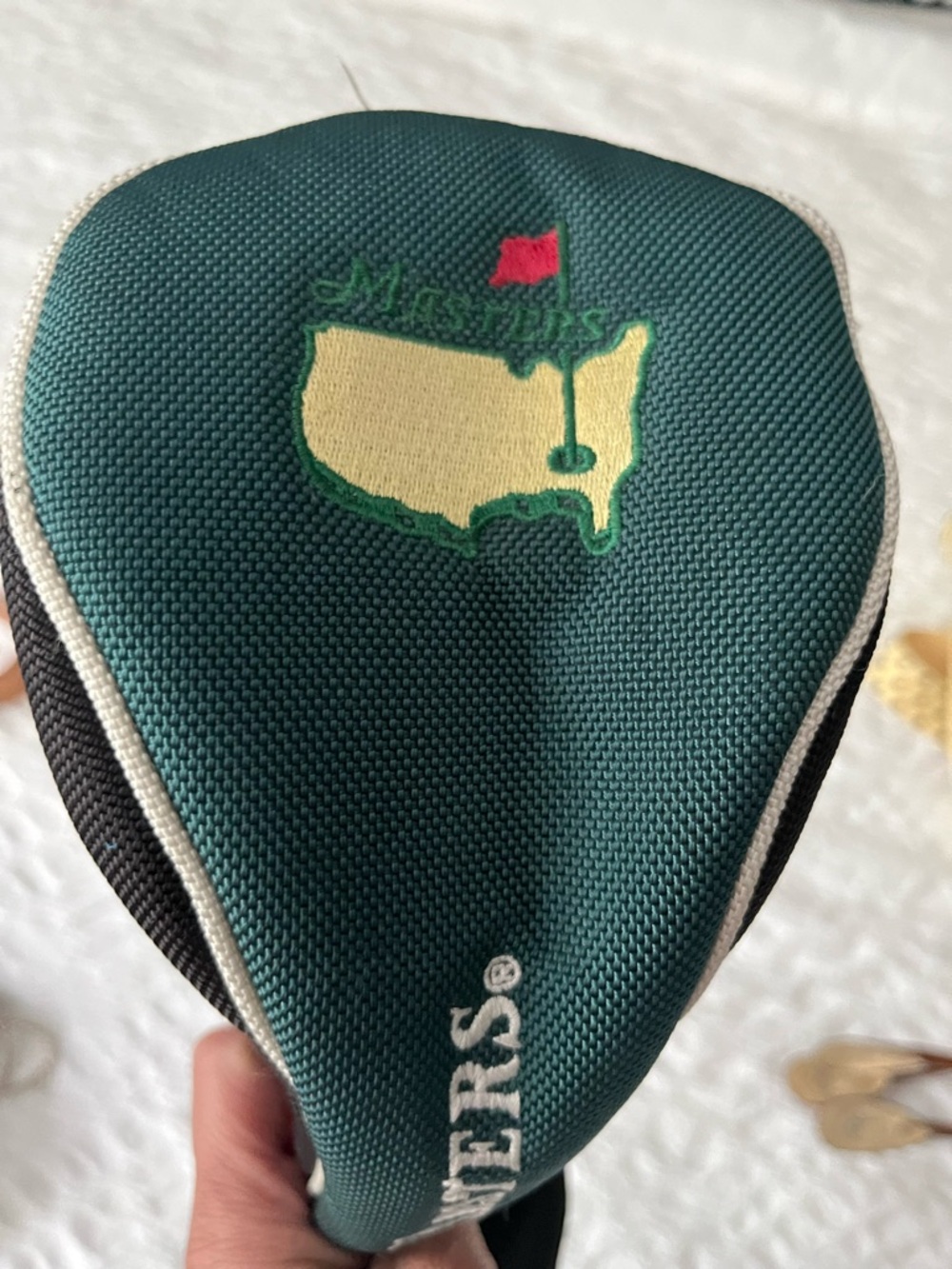 Masters Green & Yellow Golf Headcover with Red Flag Embroidery